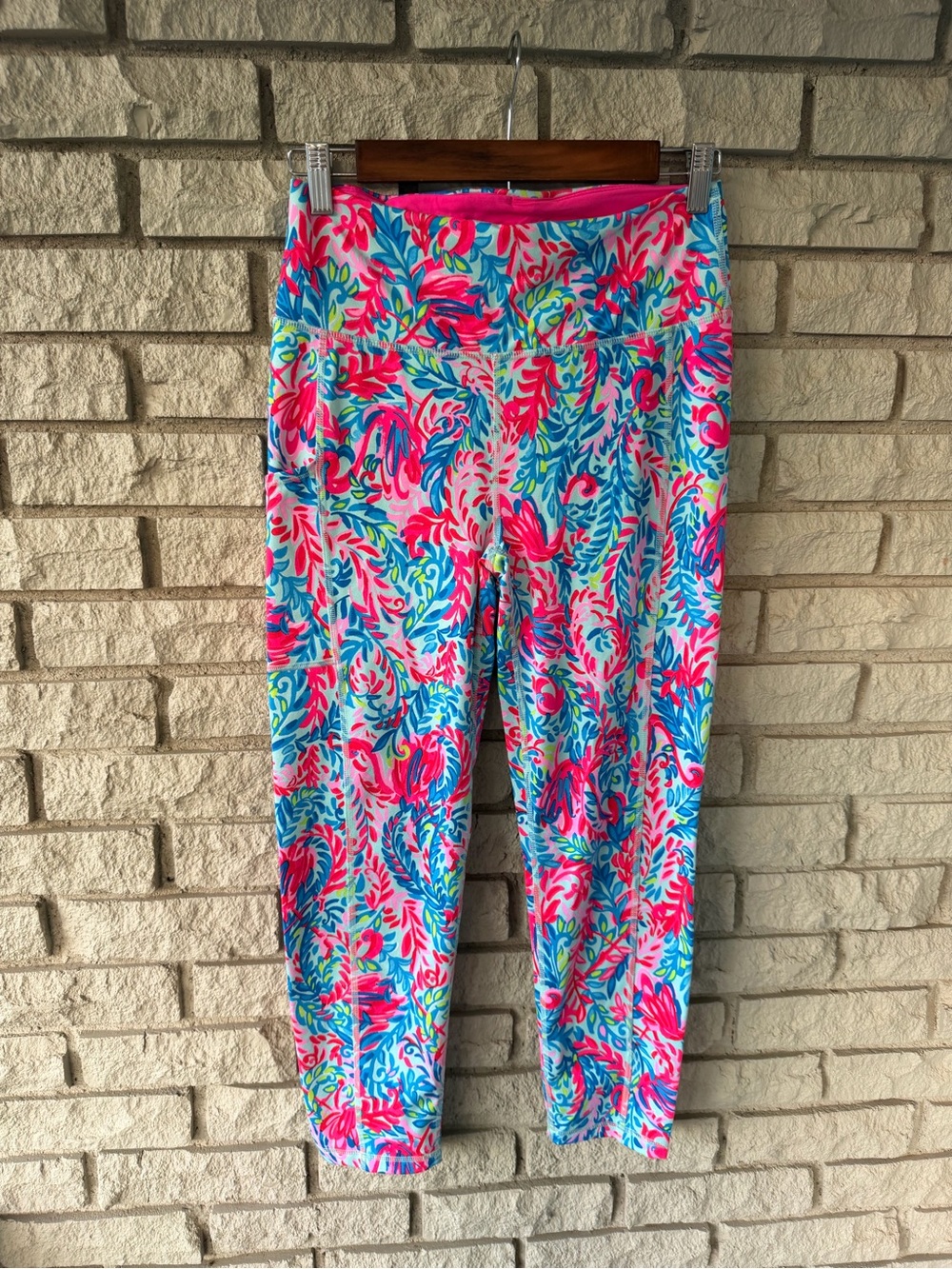 Lilly Pulitzer Surf Blue Flim Flam Weekender High Rise Leggings Size Medium